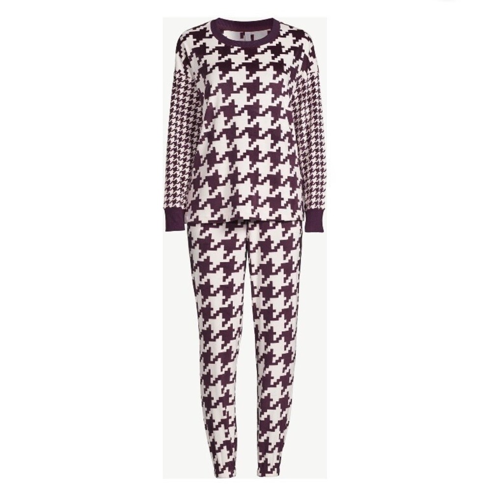 Joyspun Womens Velour 3 Piece Pajama Sleep Set 2X 18W-20W New with Tags Burgundy